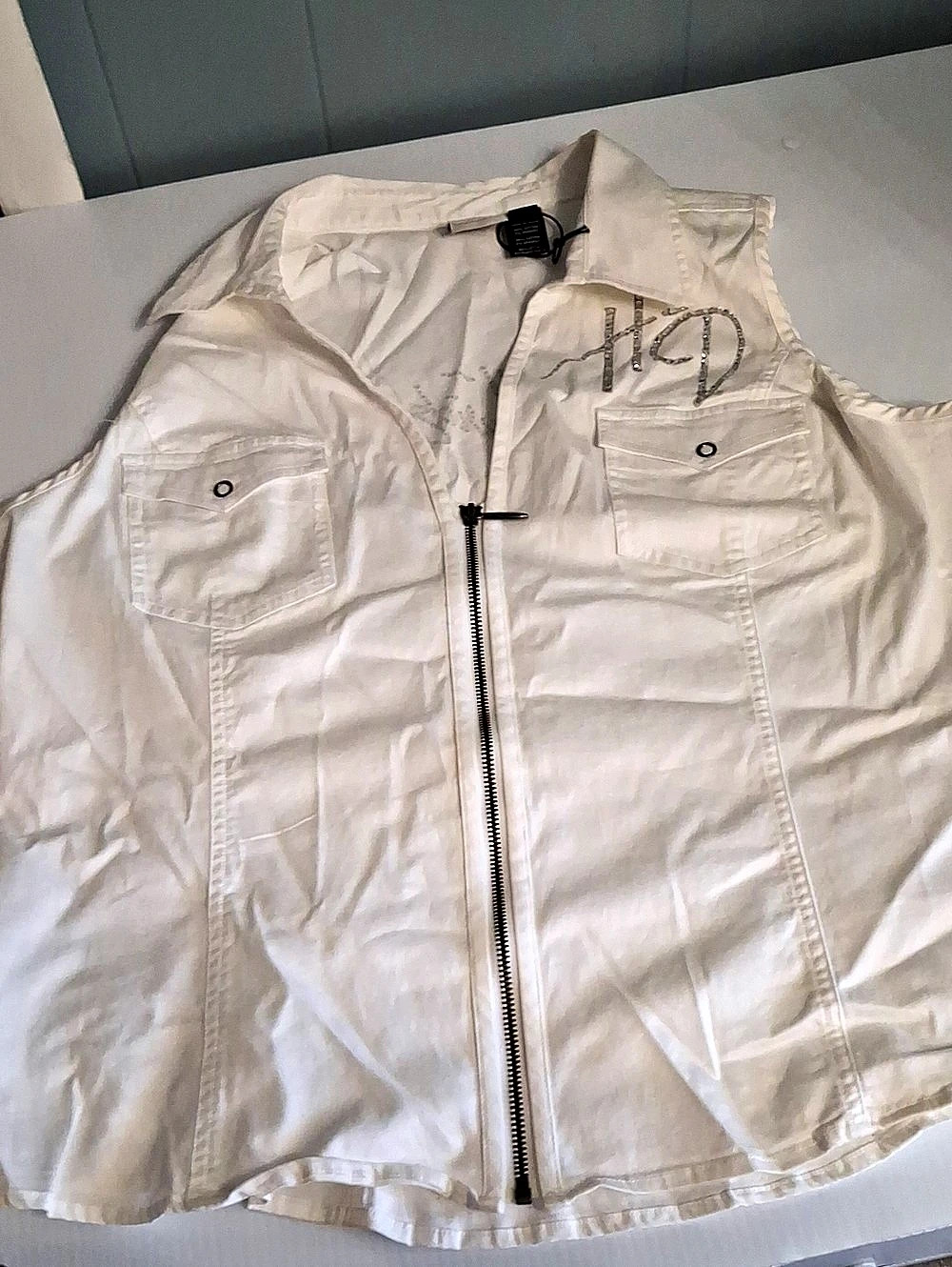 Harley-Davidson White Cotton Motorcycle Vest 2XL NWT